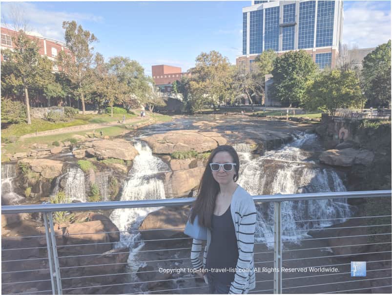 The beautiful Falls Reedy waterfall in downtown Greenville 