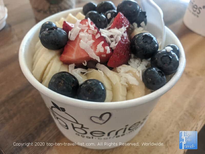 An amazing Acai bowl at Raining Berries in Tampa, Florida 