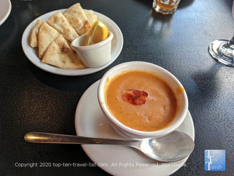 Lentil soup and pita at Isot in Philadelphia
