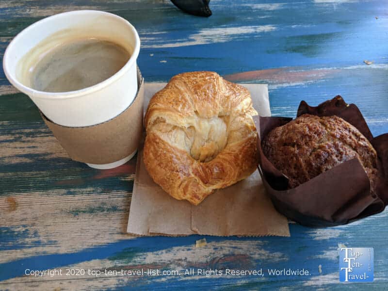 Americano and pastries at Indian Shores Coffee Company on Florida's Gulf Coast
