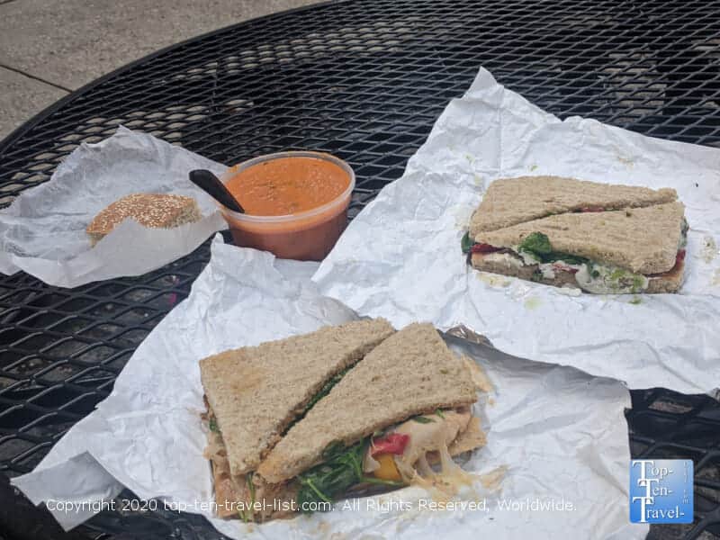 Delicious sandwiches and tomato basil soup at the Couch Tomato Bistro in Philadelphia