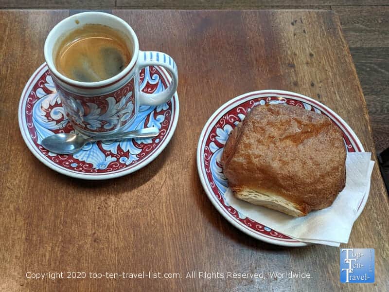 Americano and croissant at La Colombe
