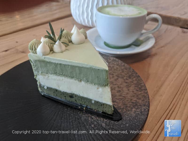 Matcha double cheesecake at A La Mousse in Philadelphia