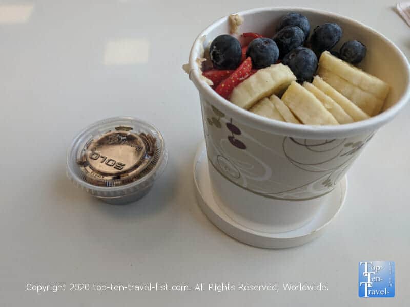 Oatmeal with berries and granola at Waterfront Gourmet Cafe and Deli in Center City Philadelphia 