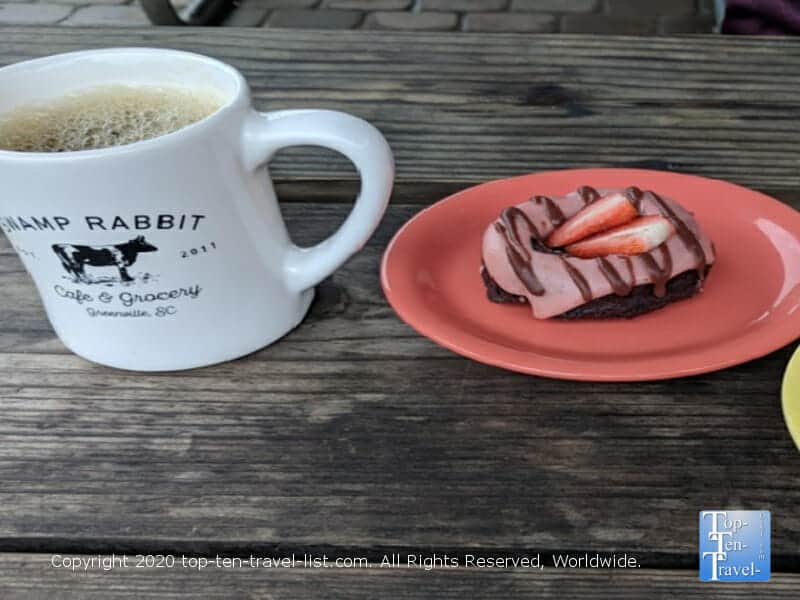 Vegan donut at the Swamp Rabbit Cafe in Greenville, South Carolina