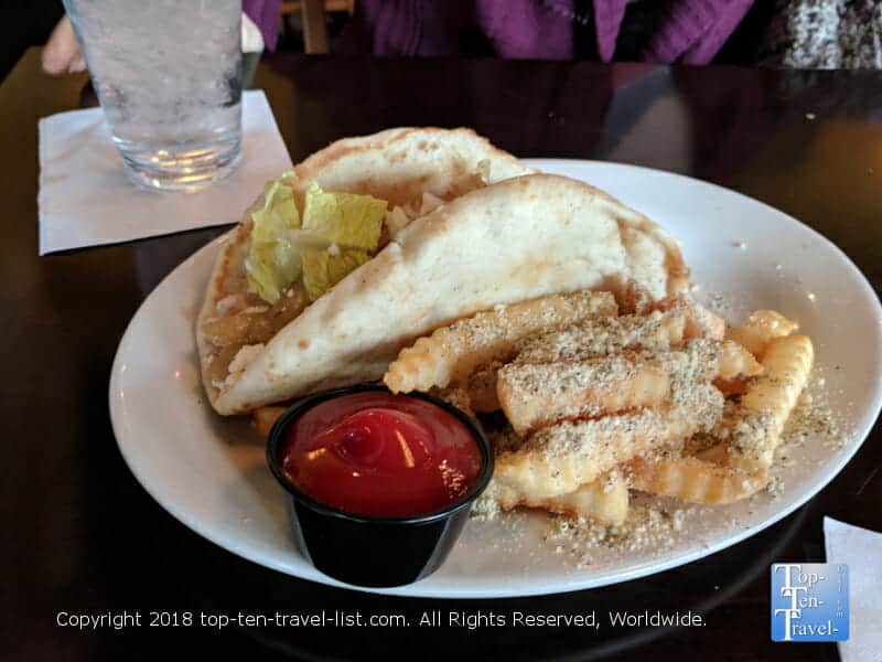 Veggie pita and french fries at Greektown Grill