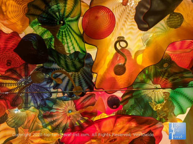 Colorful glass blown art ceiling at the Morean Art Center in St. Petersburg, Florida