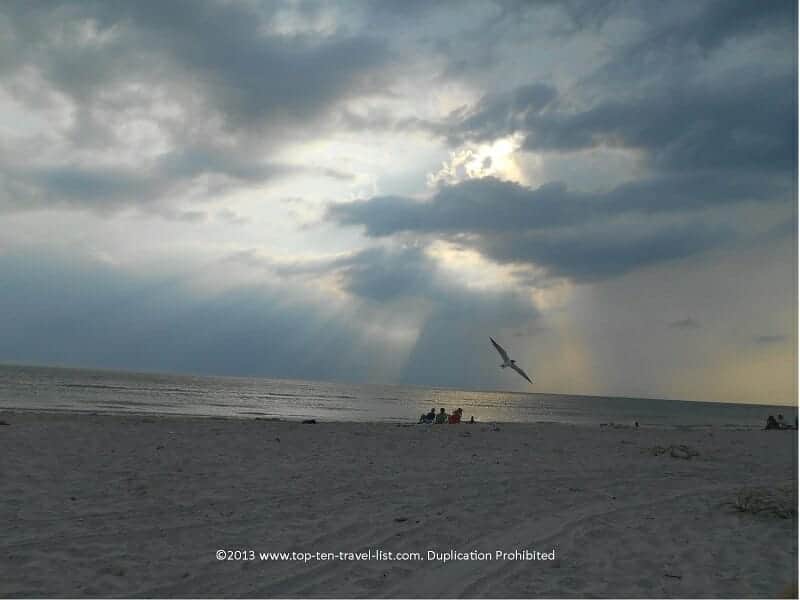 Beautiful day relaxing on Honeymoon Island State Beach in Dunedin, Florida 
