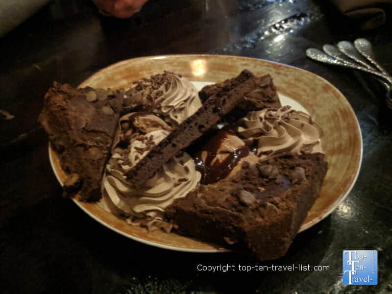 Chocolate brownie dessert at Toothsome at Universal City Walk in Orlando