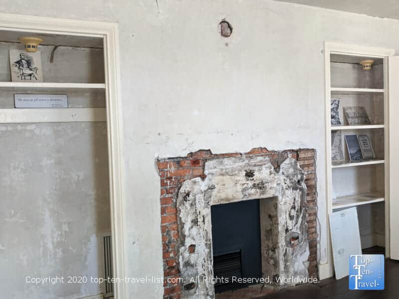 Old fireplace in the Edgar Allan Poe house in Philadelphia