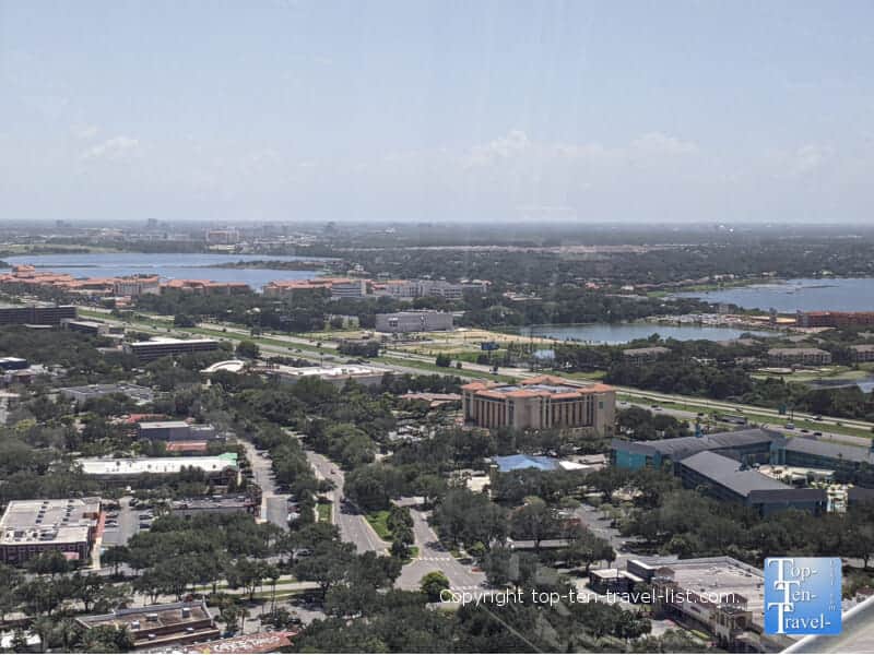 Views of lakes from the Icon Park Ferris Wheel in Orlando, Florida 