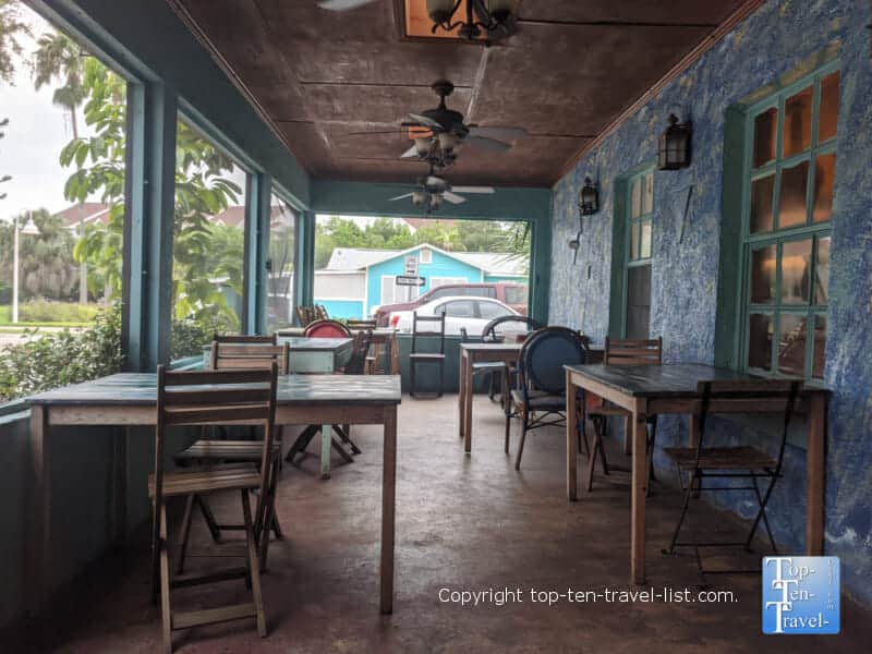 Breezy patio at Indian Shores Coffee Company on Florida's Gulf Coast 