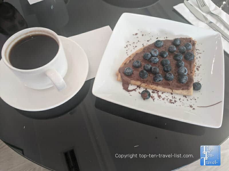 Delicious Americano and Chocolate Crepe at Copenhagen Cafe in Tarpon Springs, Florida