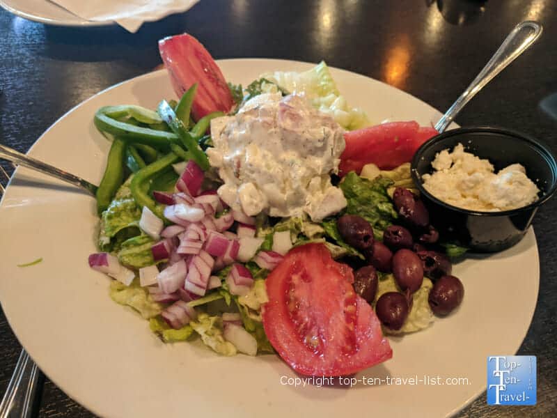Greek salad at Slyce pizza in Madeira Beach, Florida