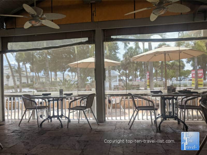Covered patio at Guppy's on the Beach on Florida's Gulf Coast 