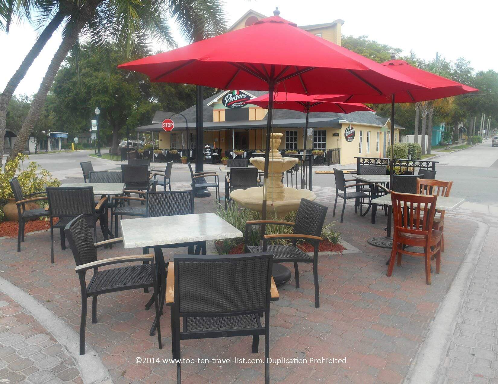 Pretty patio at the Living Room on Main in Dunedin, Florida 