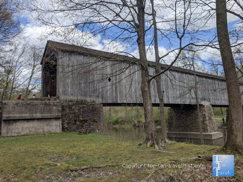 The longest covered bridge in Bucks County, PA at Tyler State Park