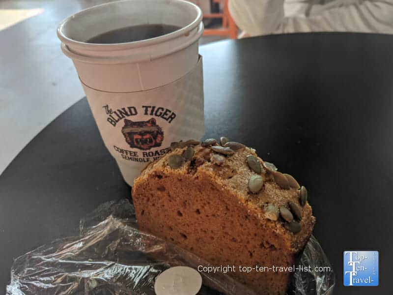 Gluten-free and vegan pumpkin bread at The Blind Tiger Cafe in Seminole Heights section of Tampa, Florida 