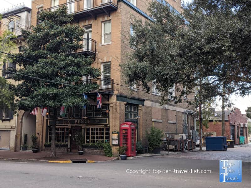 Savannah's Six Pence Pub phone booth 