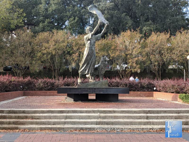 Waving girl statue in Savannah, Georgia 