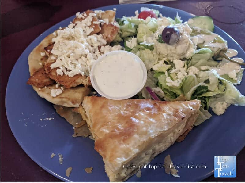 Cheese pie lunch combo at Greek Village restaurant in Seminole, Florida 
