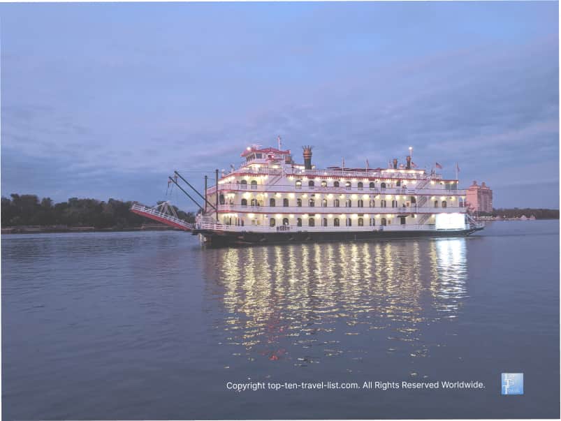 Cruise ship going by in Savannah