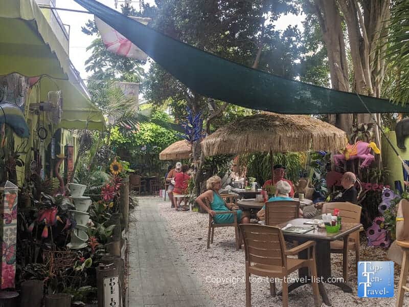 Tropical patio at Sweet Sage's Cafe in North Redington Beach, Florida 
