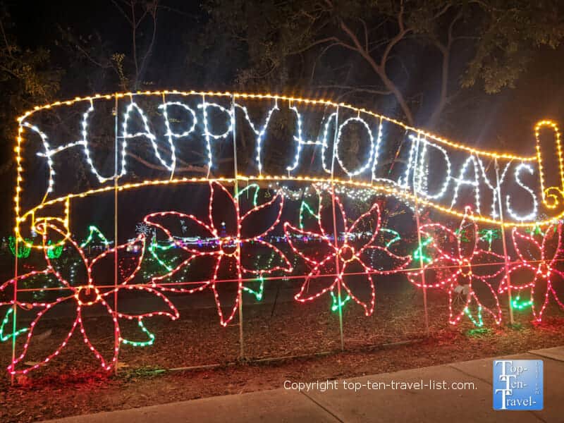 Happy Holidays light display at Largo Central Park in Largo, Florida