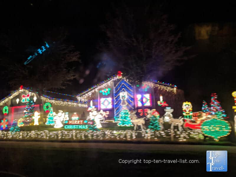 Christmas lights drive through at Indian Trails HOA subdivision in Palm Harbor, Florida