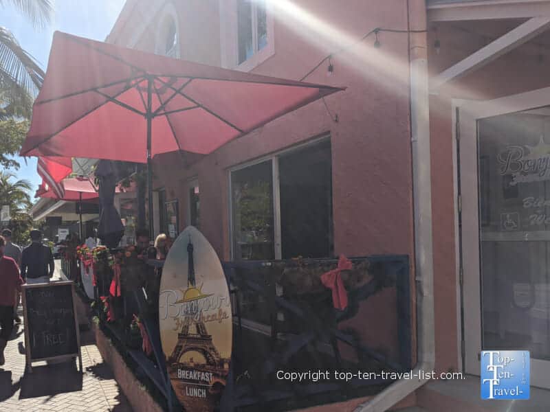laid-back patio at Bonjour French Cafe in Siesta Key