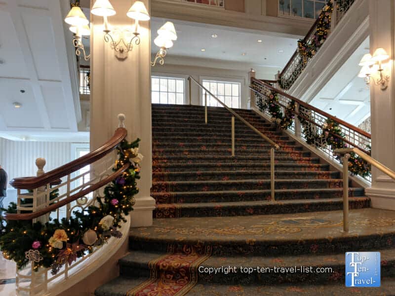 Garland on the staircase at Disney's Grand Floridian