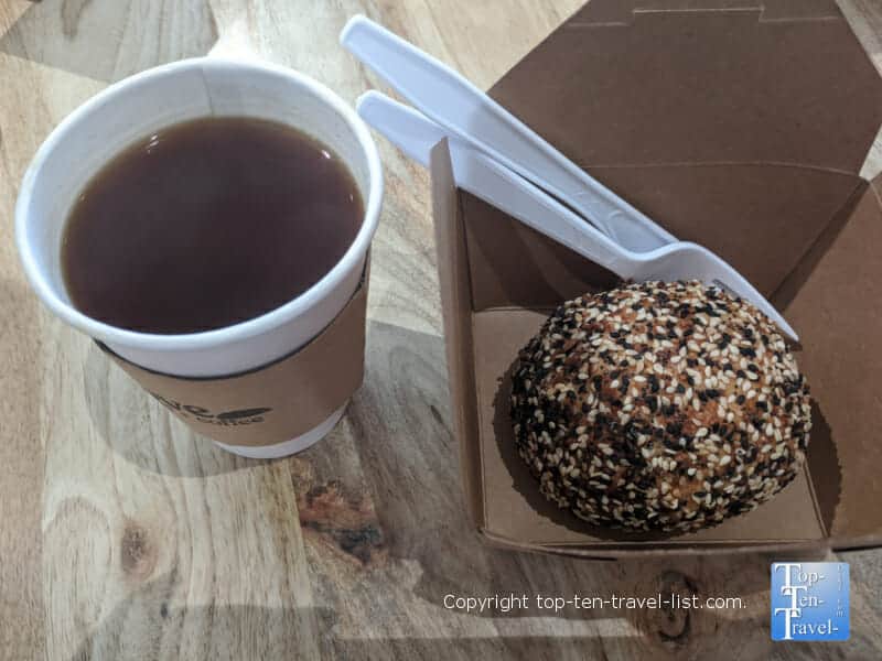 Coffee and Crumpet Bagel bike at Grove Surf and Coffee in St. Pete Beach 