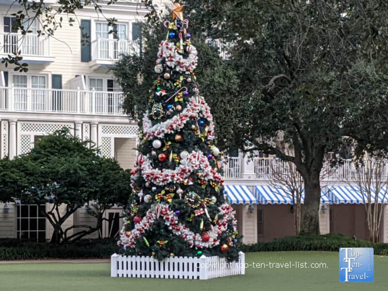 Festive Christmas tree at Disney's Boardwalk Inn