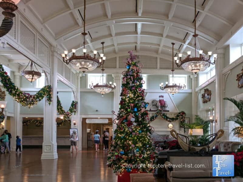 Festive Christmas tree at Disney's Boardwalk Inn