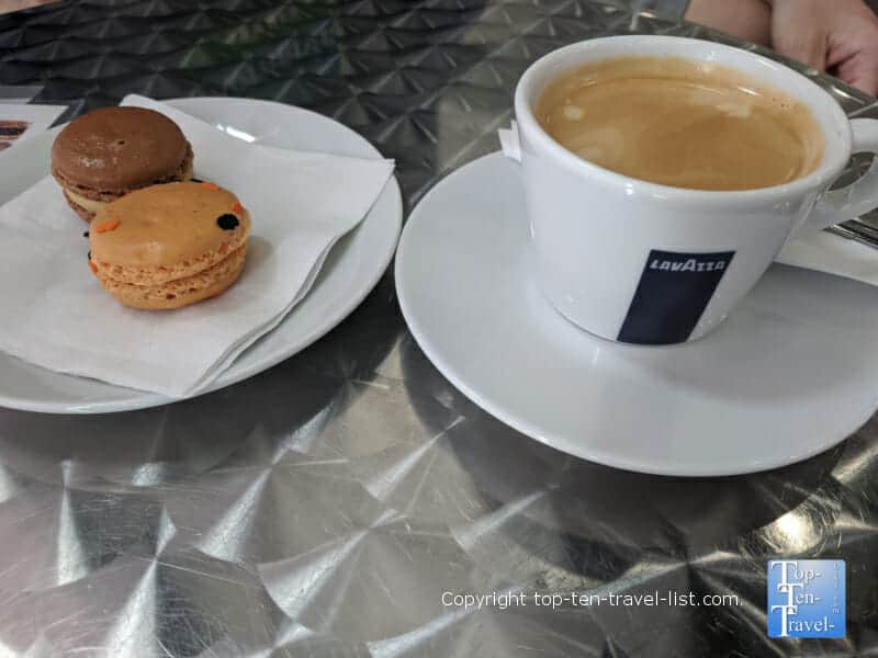 Pumpkin macaron and Americano at Le Macaron in Wesley Chapel, Florida 