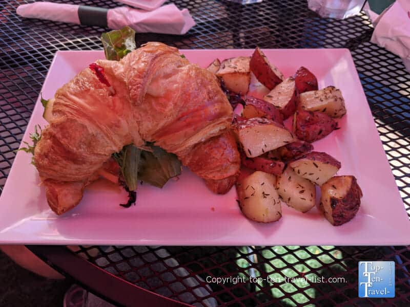 Veggie breakfast croissant at Bonjour French cafe in Siesta Key 