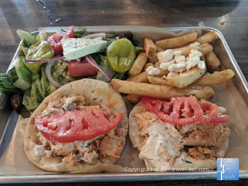 Chicken Gyro Platter at Acropolis restaurant in Tampa, Florida 