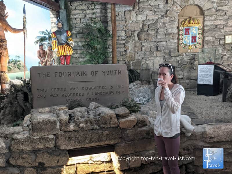 A drink from the Fountain of Youth in St. Augustine, Florida
