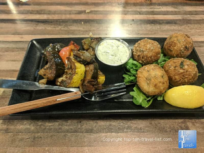 Falafel dinner at Mad Beach Brewing in Madeira Beach, Florida