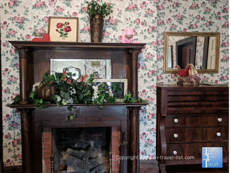 Fireplace at the Grand Gables Inn in Palatka, Florida