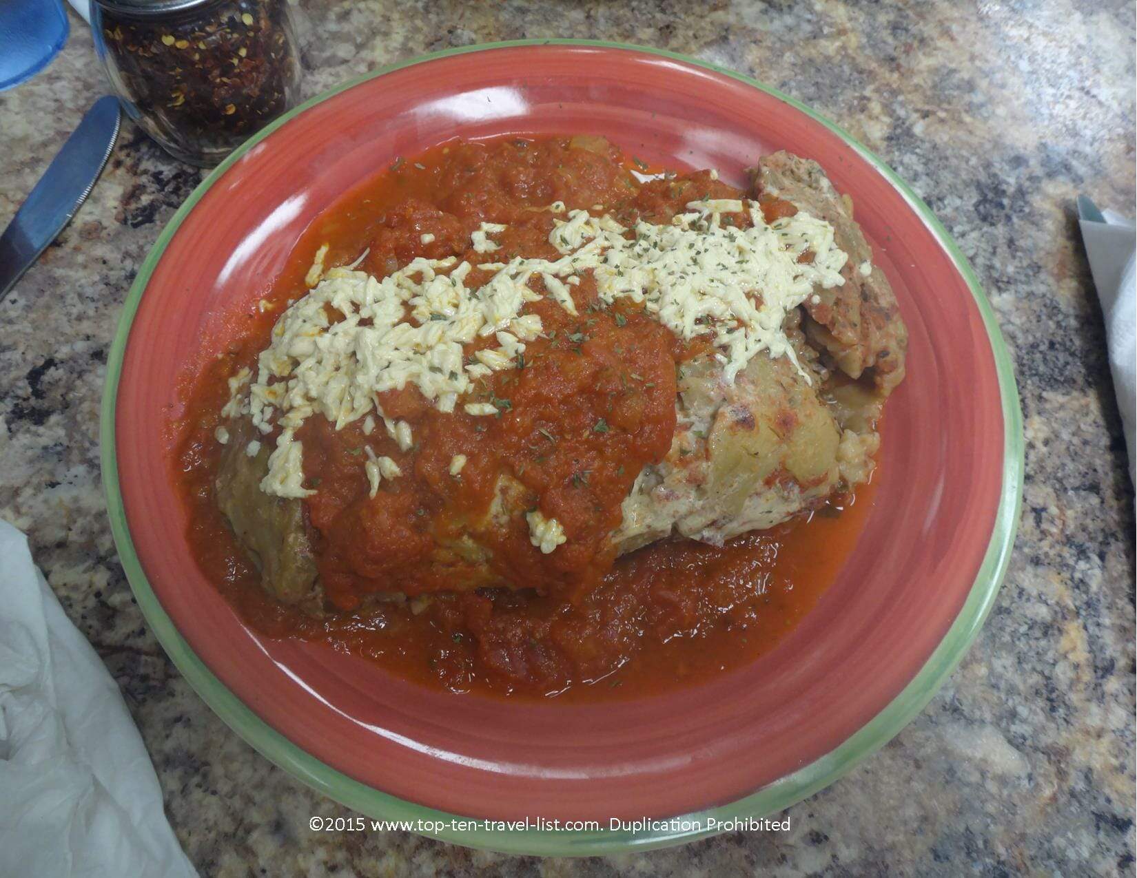 Gluten-free Eggplant Parmesan at Vertoris Pizza House in Bradenton, Florida
