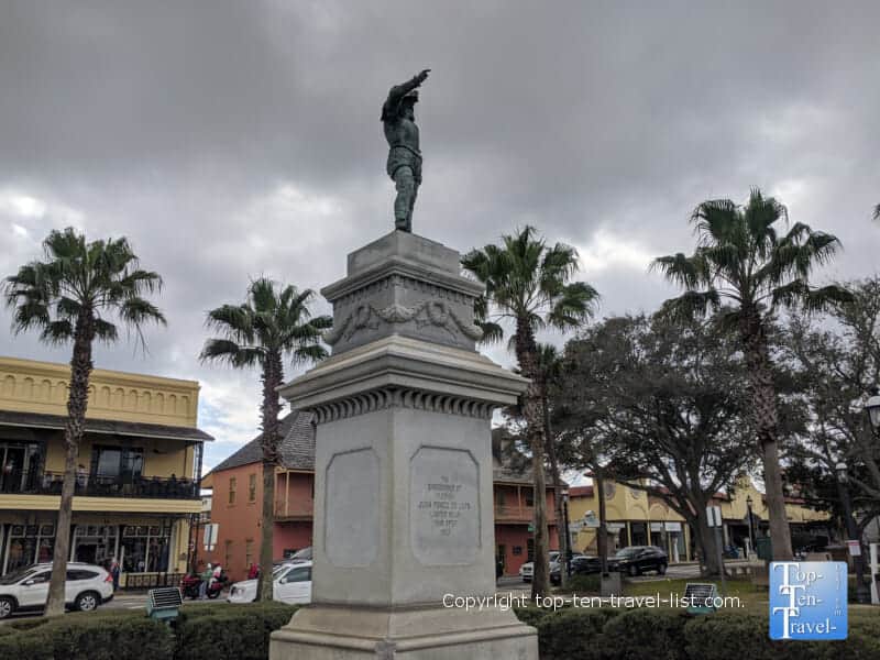 Ponce de Leon statue in historic St. Augustine, Florida