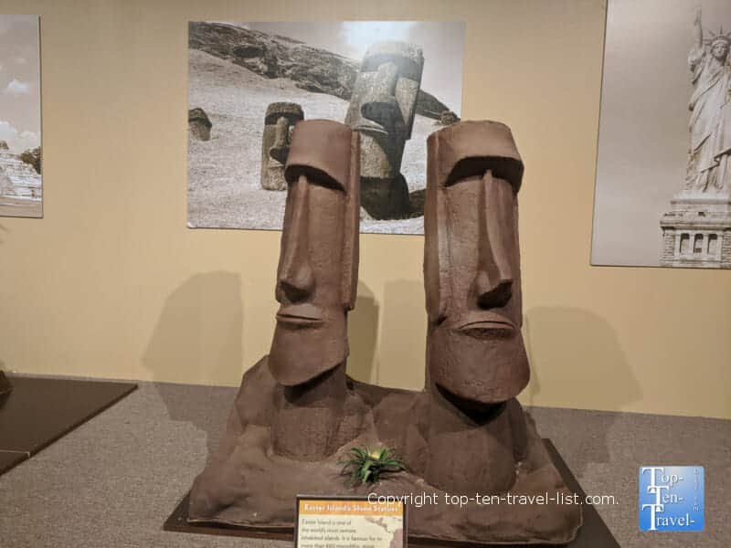 Easter Island stones sculpture at the World of Chocolate in Orlando, Florida
