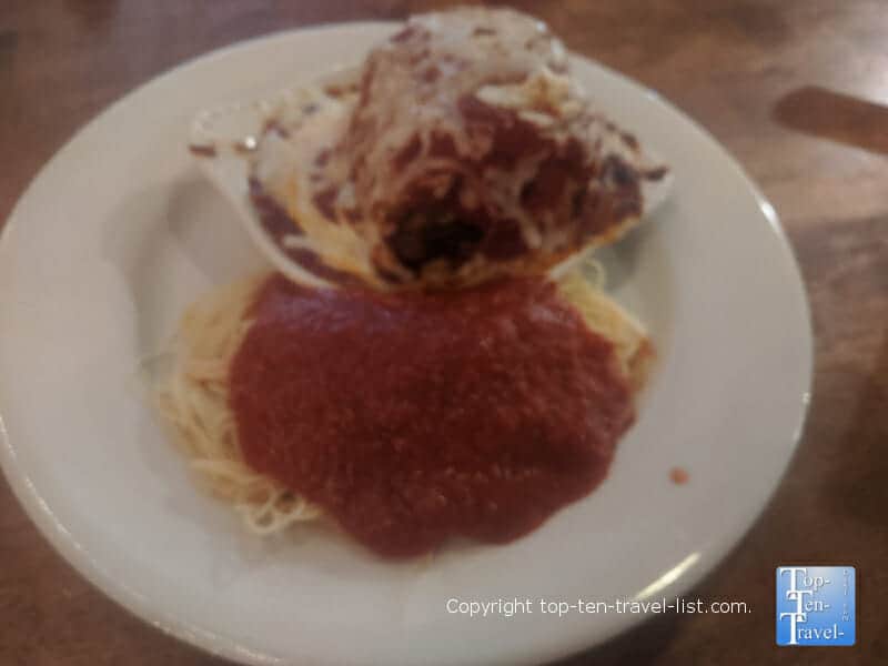 Eggplant Parmesan at Gino's restaurant in Tampa, Florida 