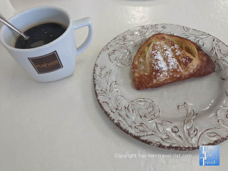 Americano and lemon tart at Cafe Soleil in St. Pete Beach, Florida 