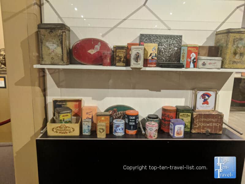 Old cocoa products at the World of Chocolate in Orlando, Florida