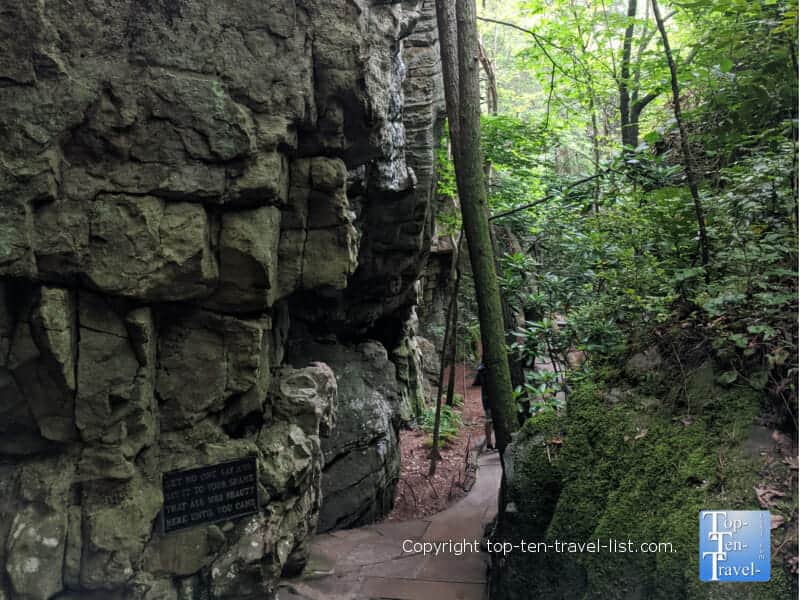 Ancient rock formations at Rock City atop Lookout Mountain in northwest Georgia