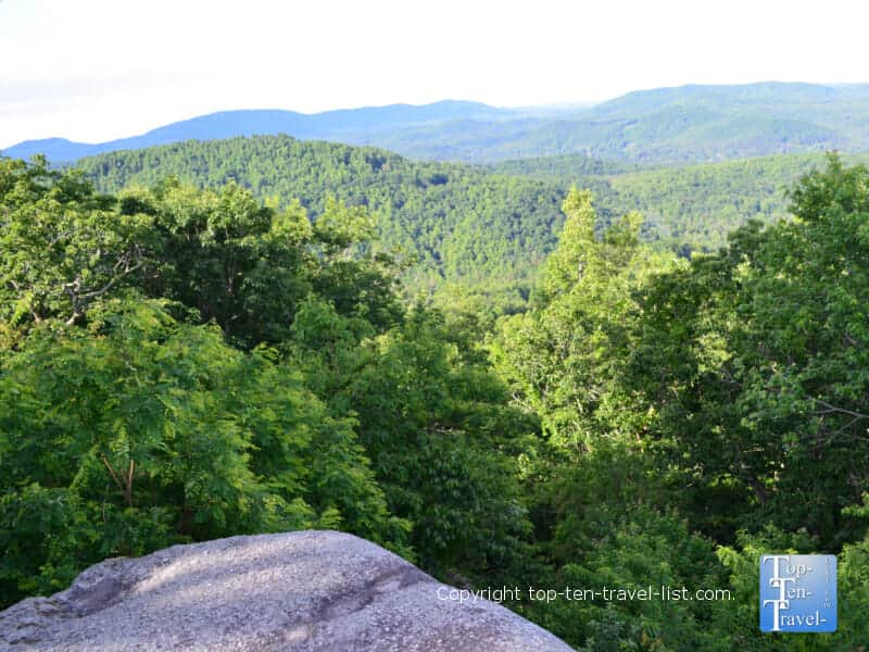 Scenic mountain vista at Jump Off Rock in Hendersonville, North Carolina 