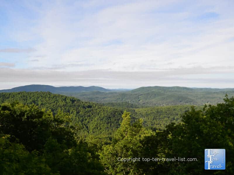 Picturesque mountain vista at Jump Off Rock in Hendersonville, North Carolina 