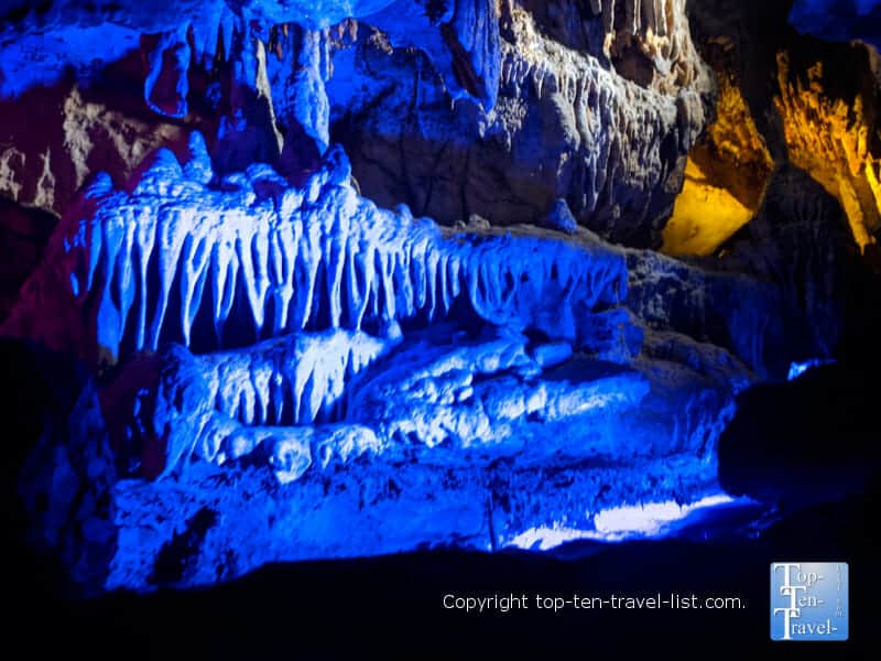 Stalactites along the Ruby Falls cave tour in Chattanooga
